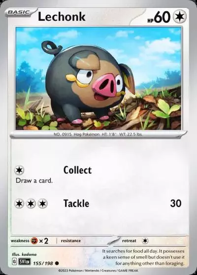 Lechonk 155/198 Scarlet & Violet Pokemon card
