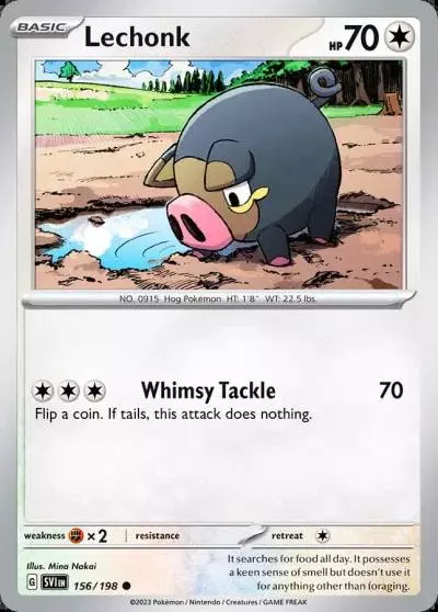 Lechonk 156/198 Scarlet & Violet Pokemon card