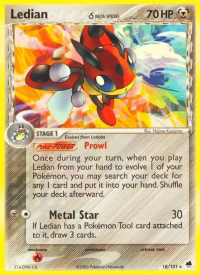 Ledian δ 18/101 Dragon Frontiers Pokemon card