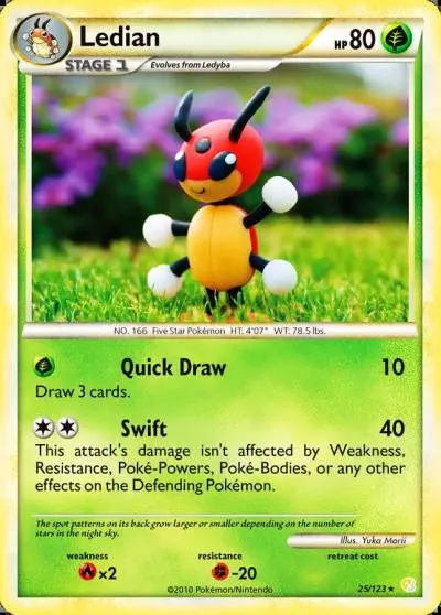 Ledian 25/123 HeartGold & SoulSilver Pokemon card