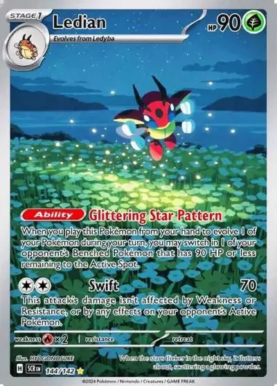 Ledian 144/142 Stellar Crown Pokemon card