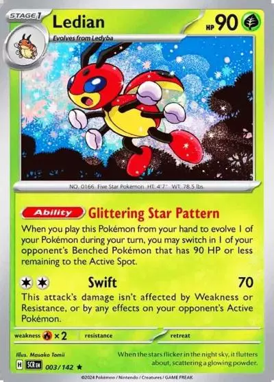 Ledian 3/142 Stellar Crown Pokemon card