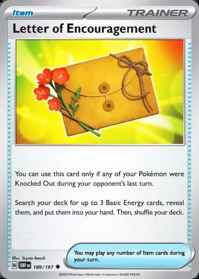 Letter of Encouragement 189/197 Obsidian Flames Pokemon card