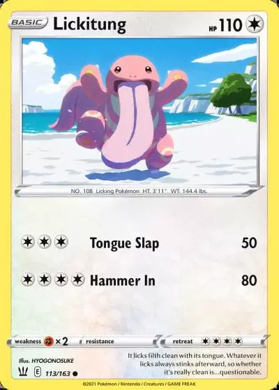Lickitung 113/163 Battle Styles Pokemon card