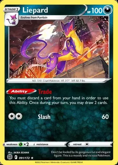 Liepard 91/172 Brilliant Stars Pokemon card