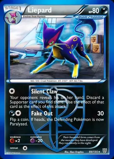 Liepard 84/135 Plasma Storm Pokemon card