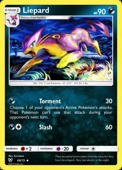 Liepard 49/73 Shining Legends Pokemon card