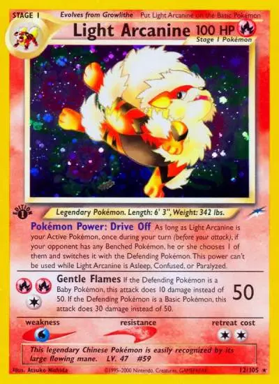 Light Arcanine 12/105 Neo Destiny Pokemon card