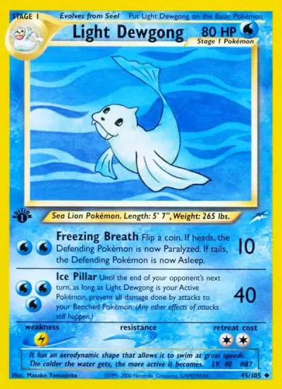 Light Dewgong 45/105 Neo Destiny Pokemon card