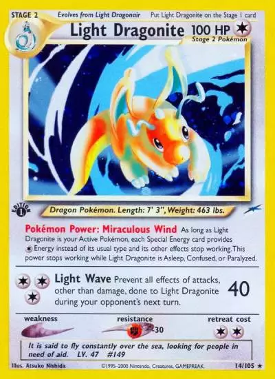 Light Dragonite 14/105 Neo Destiny Pokemon card