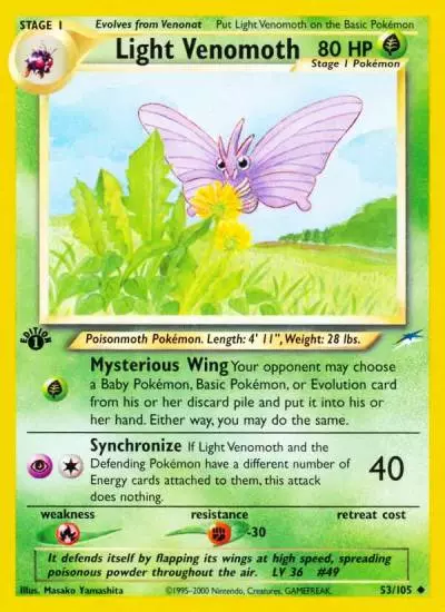 Light Venomoth 53/105 Neo Destiny Pokemon card