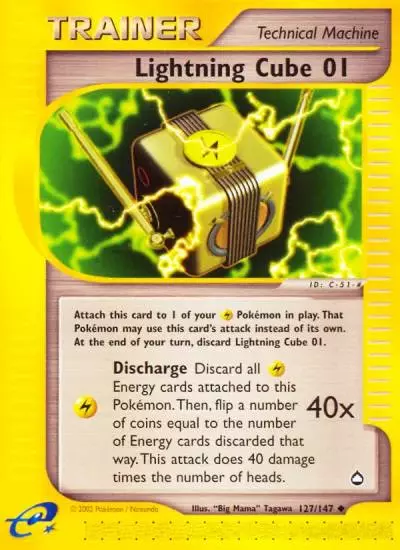 Lightning Cube 01 127/147 Aquapolis Pokemon card