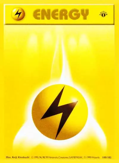 Lightning Energy 100/102 Base Pokemon card