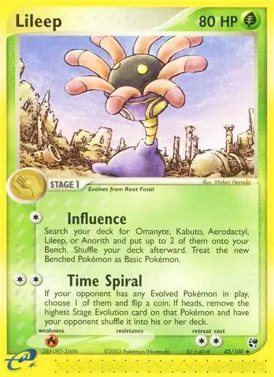 Lileep 42/100 Sandstorm Pokemon card