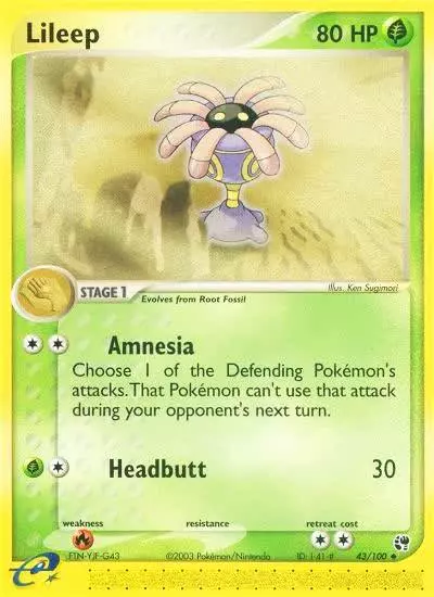 Lileep 43/100 Sandstorm Pokemon card