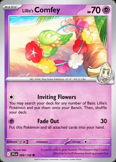 Lillie's Comfey 68/159 Journey Together Pokemon card