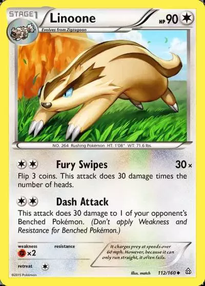 Linoone 112/160 Primal Clash Pokemon card