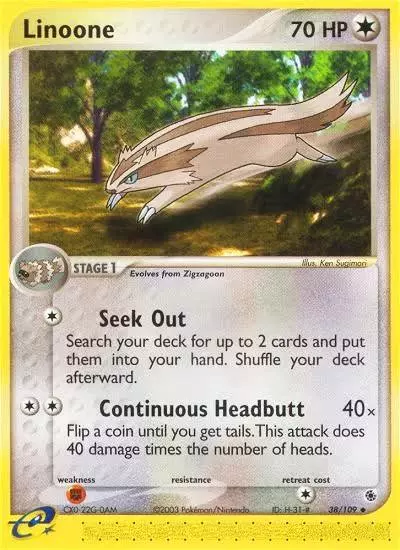 Linoone 38/109 Ruby & Sapphire Pokemon card