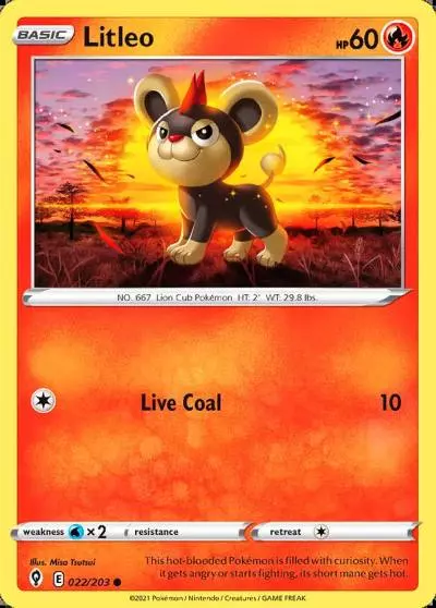 Litleo 22/203 Evolving Skies Pokemon card