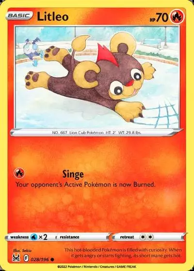 Litleo 28/196 Lost Origin Pokemon card