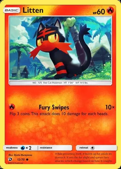 Litten 12/70 Dragon Majesty Pokemon card