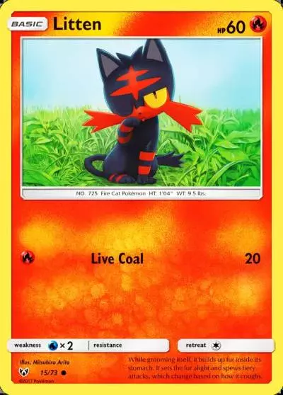 Litten 15/73 Shining Legends Pokemon card