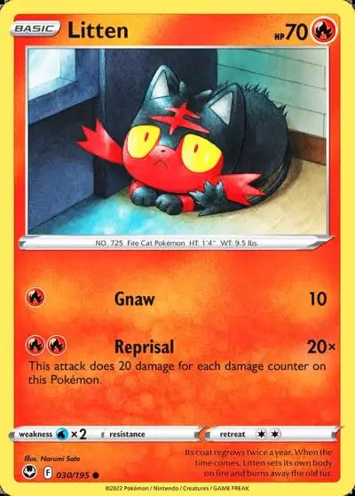 Litten 30/195 Silver Tempest Pokemon card