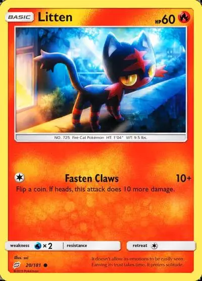 Litten 20/181 Team Up Pokemon card
