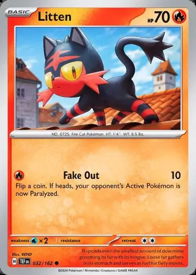 Litten 32/162 Temporal Forces Pokemon card