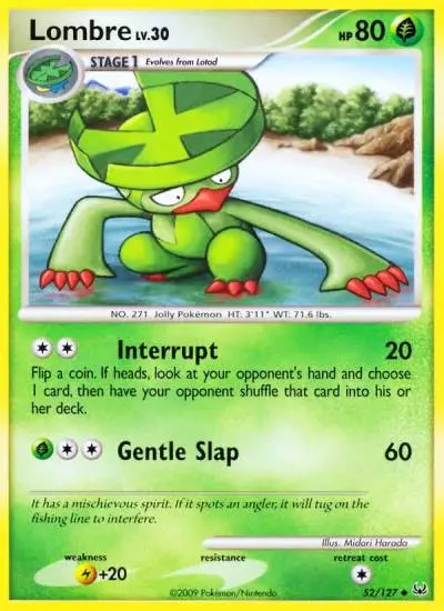 Lombre 52/127 Platinum Pokemon card
