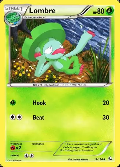Lombre 11/160 Primal Clash Pokemon card