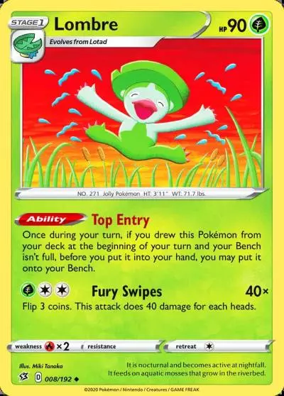 Lombre 8/192 Rebel Clash Pokemon card