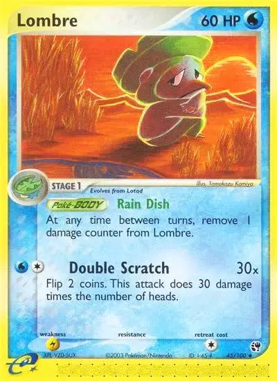 Lombre 45/100 Sandstorm Pokemon card