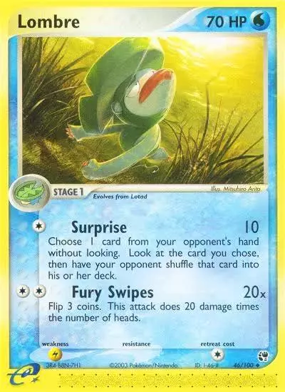 Lombre 46/100 Sandstorm Pokemon card