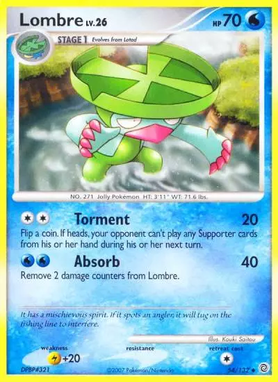 Lombre 54/132 Secret Wonders Pokemon card