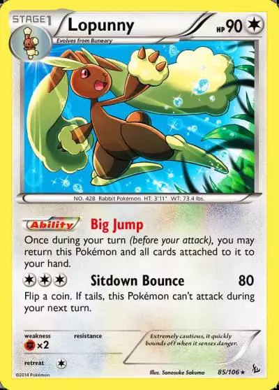 Lopunny 85/106 Flashfire Pokemon card
