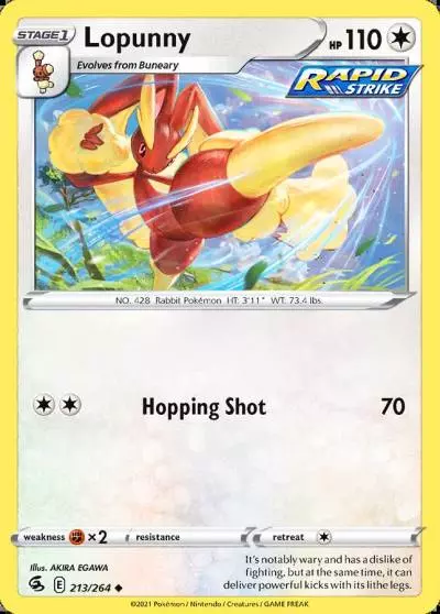 Lopunny 213/264 Fusion Strike Pokemon card