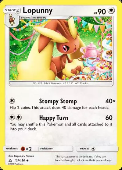 Lopunny 107/156 Ultra Prism Pokemon card