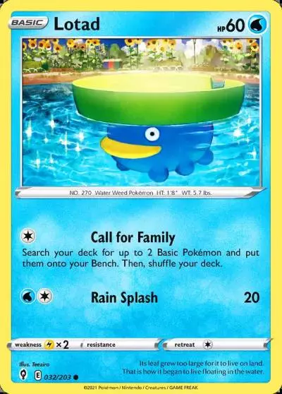 Lotad 32/203 Evolving Skies Pokemon card