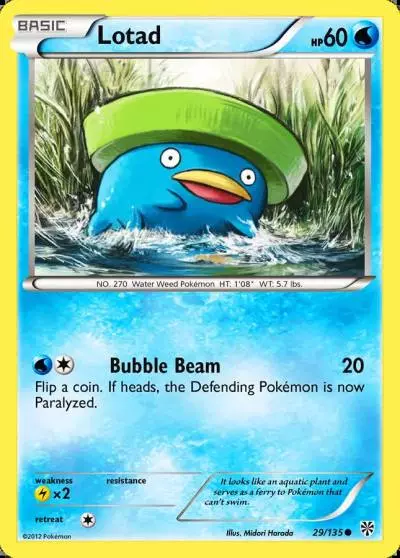Lotad 29/135 Plasma Storm Pokemon card