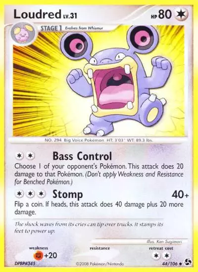 Loudred 44/106 Great Encounters Pokemon card