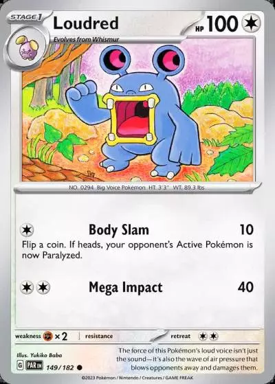 Loudred 149/182 Paradox Rift Pokemon card