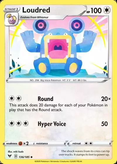 Loudred 136/185 Vivid Voltage Pokemon card