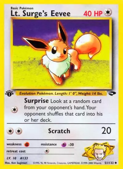 Lt. Surge's Eevee 51/132 Gym Challenge Pokemon card