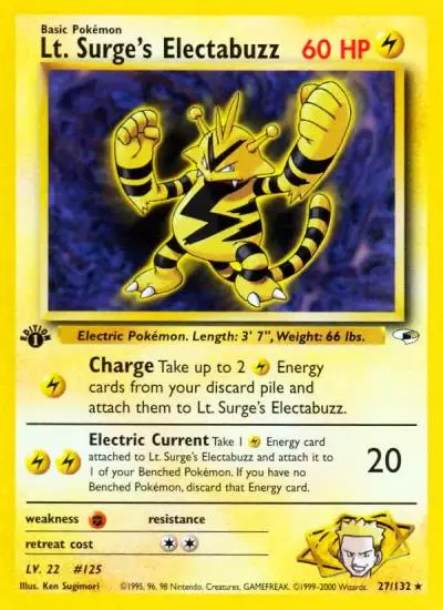 Lt. Surge's Electabuzz 27/132 Gym Heroes Pokemon card