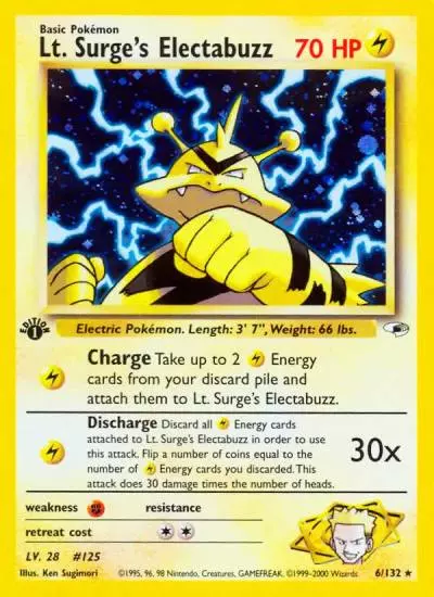 Lt. Surge's Electabuzz 6/132 Gym Heroes Pokemon card