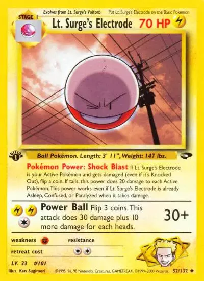 Lt. Surge's Electrode 52/132 Gym Challenge Pokemon card