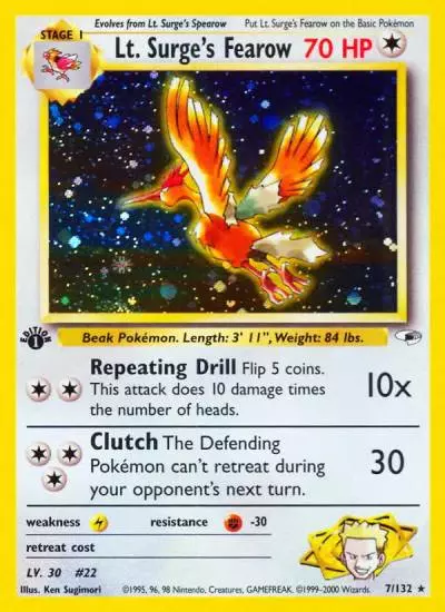 Lt. Surge's Fearow 7/132 Gym Heroes Pokemon card