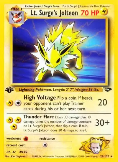 Lt. Surge's Jolteon 28/132 Gym Challenge Pokemon card