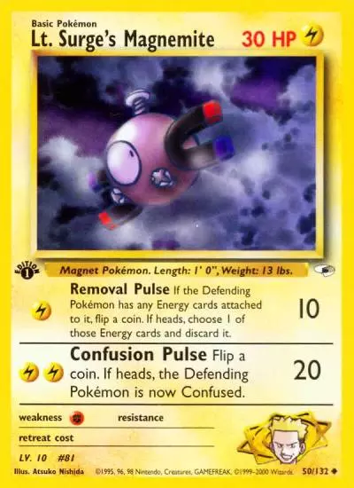 Lt. Surge's Magnemite 50/132 Gym Heroes Pokemon card